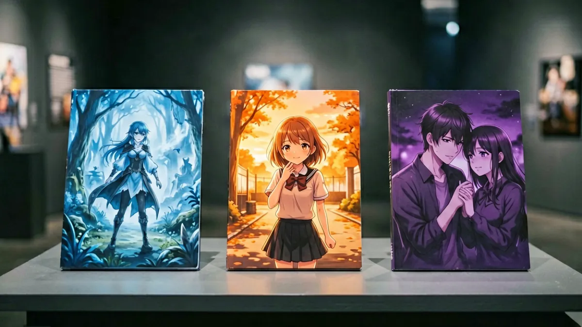 h动漫多部作品并排展示封面，对比不同厂牌在画面风格与色彩表现上的视觉差异