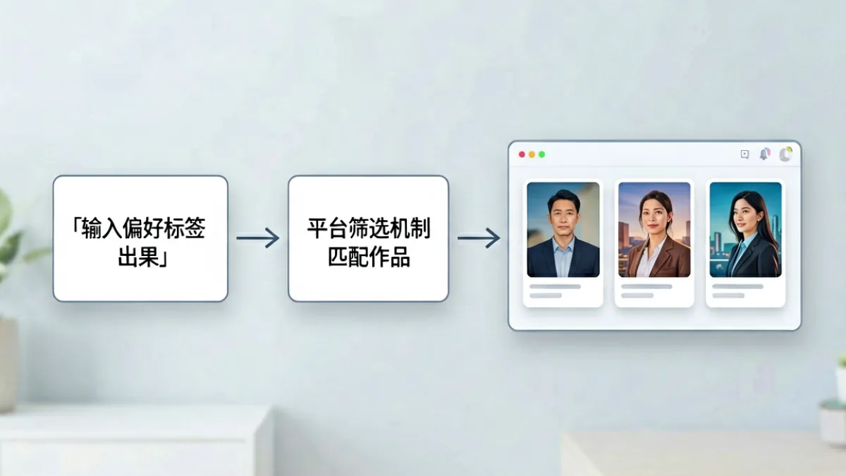 展示新手如何通过标签筛选h动漫内容的流程图，从输入偏好标签到筛选出匹配作品的步骤演示